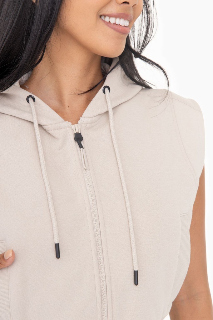 FLEECE CROPPED HOODIE VEST