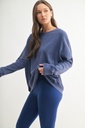 WAFFLE RIBBED ROUNDNECK PULLOVER