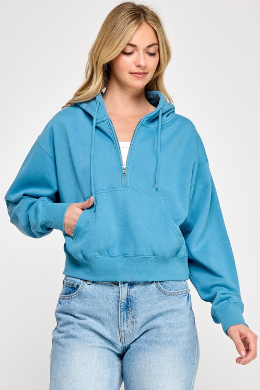 BASIC FLEECE HALF ZIPUP HOODIE