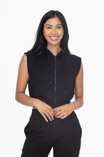 FLEECE CROPPED HOODIE VEST