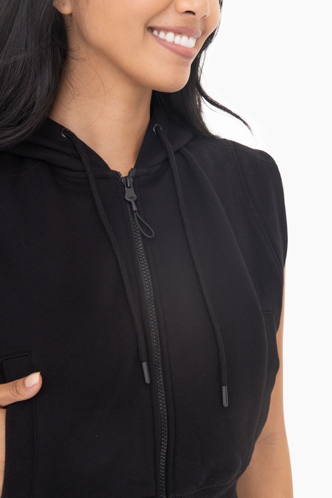 FLEECE CROPPED HOODIE VEST