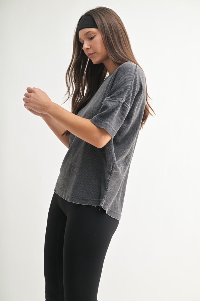 COTTON BLEND WAFFLE TOP